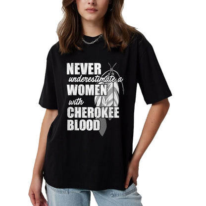 Native American T-Shirts, Vintage Native American Unisex T-Shirt/Hoodie/Sweatshirt HLT00 - American Flag - Cool Cherokee Blood Women Funny Native American Gift For Her T-Shirt (1)