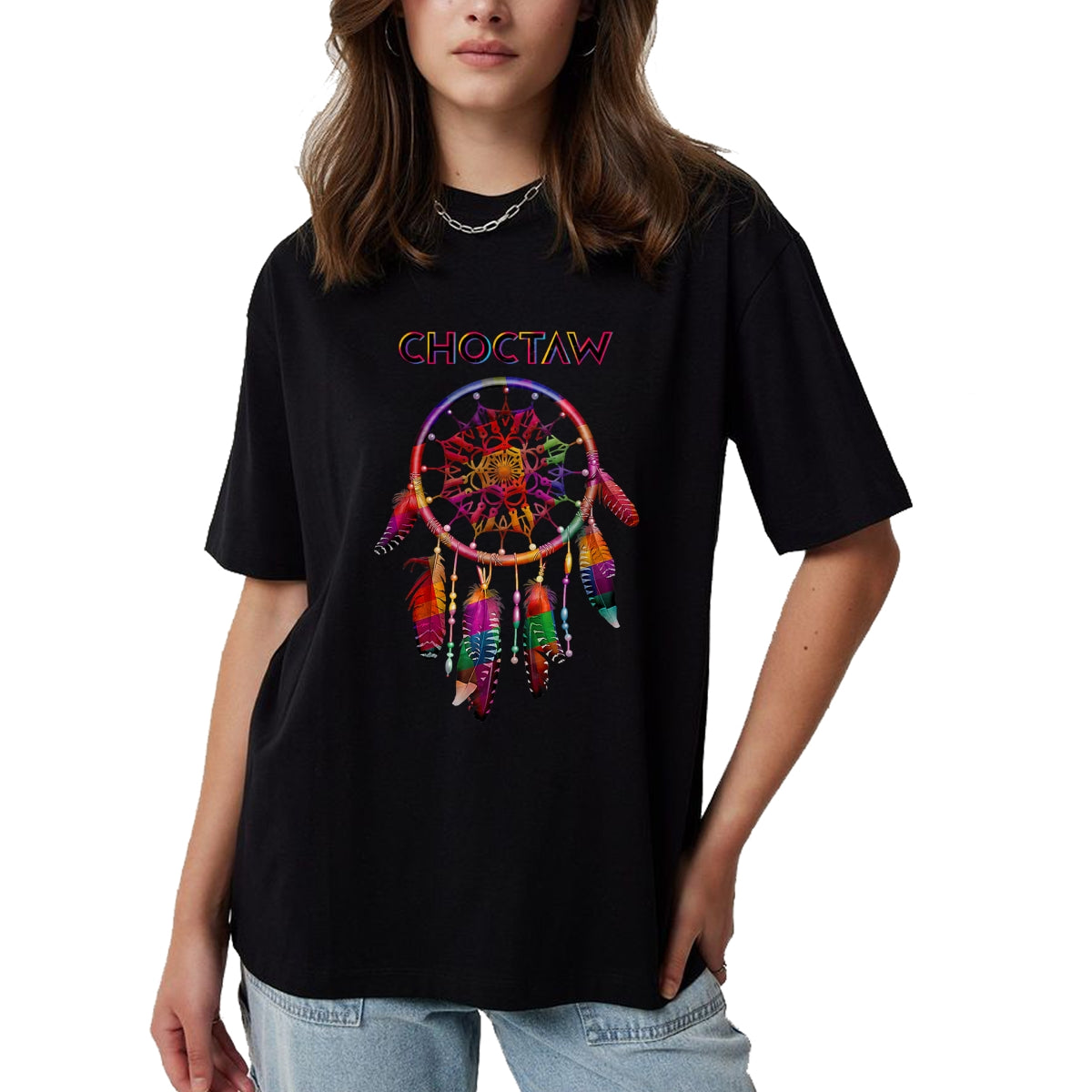 Native American T-Shirts, Vintage Native American Unisex T-Shirt/Hoodie/Sweatshirt HLT00 - American Flag - Choctaw Native American Indian Colorful Dreamcatcher Tribal T-Shirt