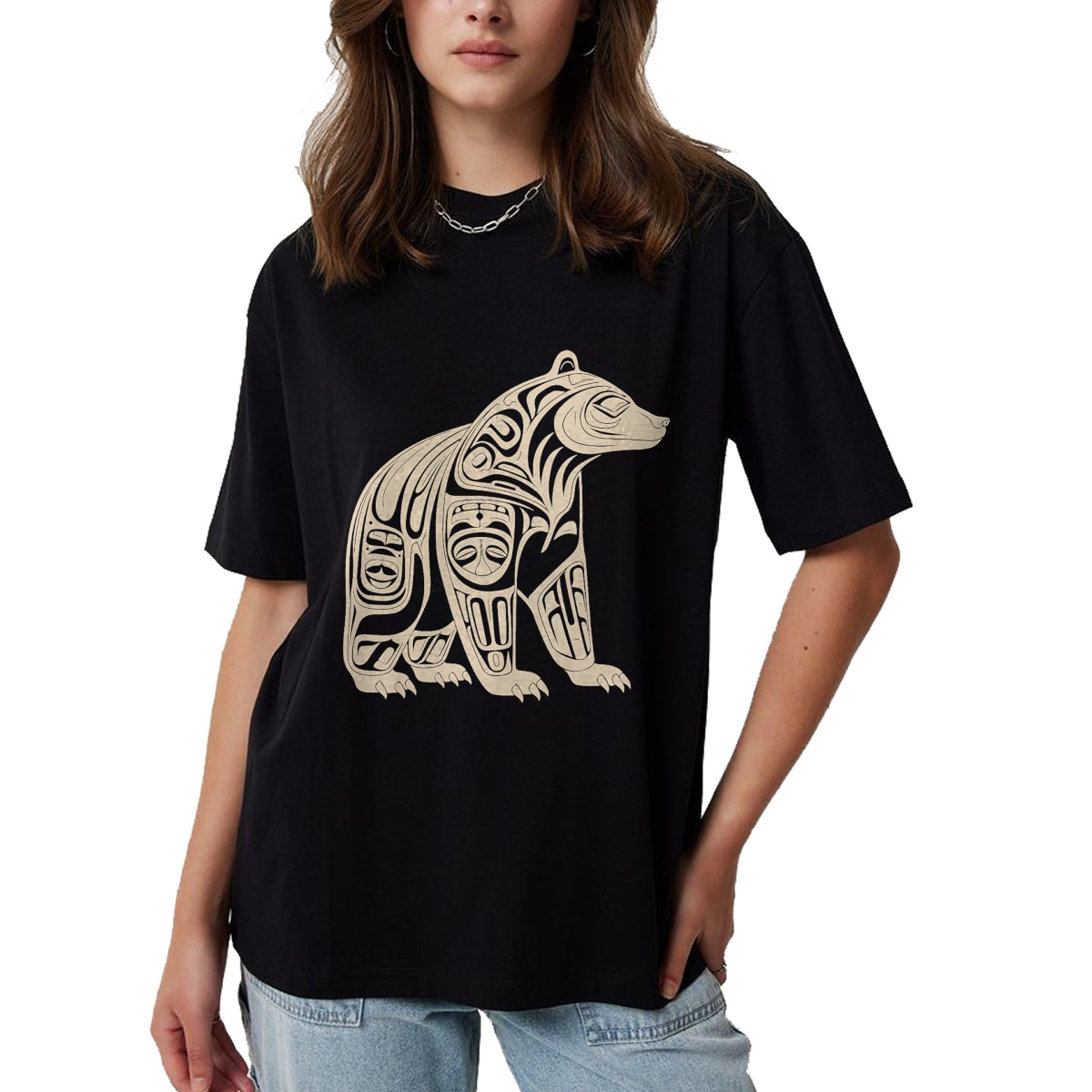 Native American T-Shirts, Vintage Native American Unisex T-Shirt/Hoodie/Sweatshirt HLT00 - American Flag - Bear Native Formline Art Salish Haida Tlingit Pacific Animal T-Shirt (1)