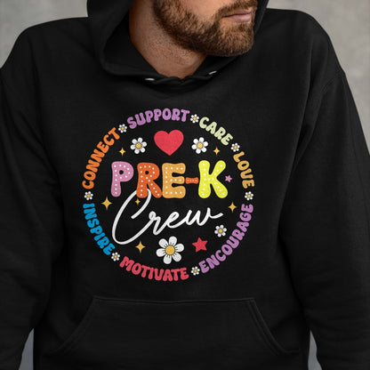 Best Teacher Shirt, Funny Teacher UnisexT-Shirt/Hoodie/Sweatshirt HLT00 - Pre-K Crew 1st Day of School Funny Preschool Teacher T-Shirt