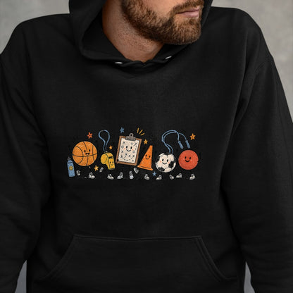 Best Teacher Shirt, Funny Teacher UnisexT-Shirt/Hoodie/Sweatshirt HLT00 - PE Teacher Doodle Physical Education Basketball Back to T-Shirt