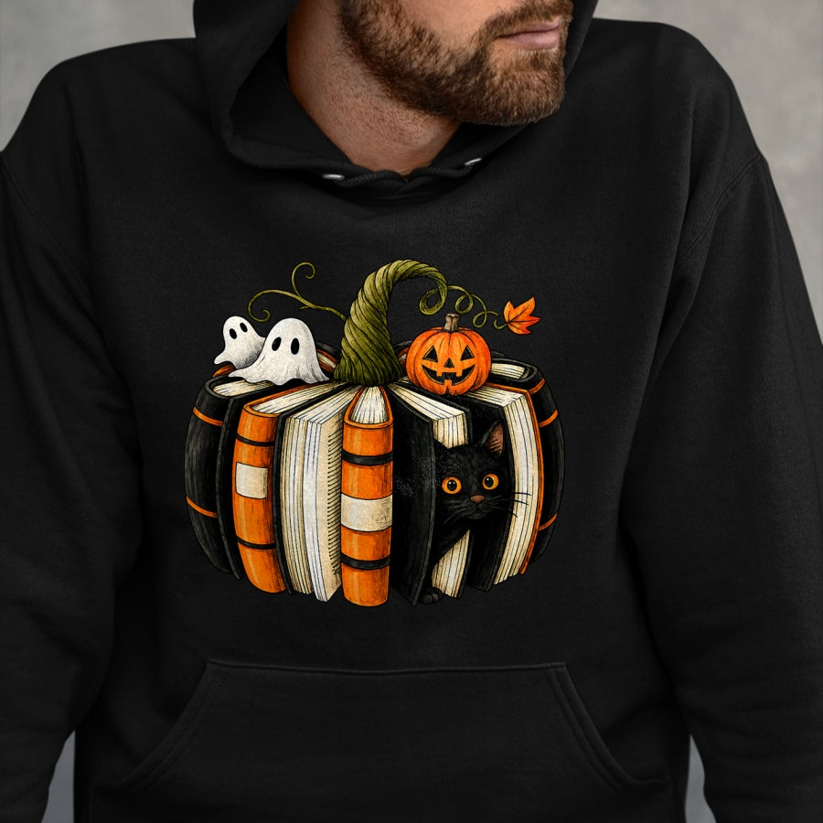 Best Teacher Shirt, Funny Teacher UnisexT-Shirt/Hoodie/Sweatshirt HLT00 - Halloween Reading Pumpkin Book Cat Ghost Librarian Teacher T-Shirt