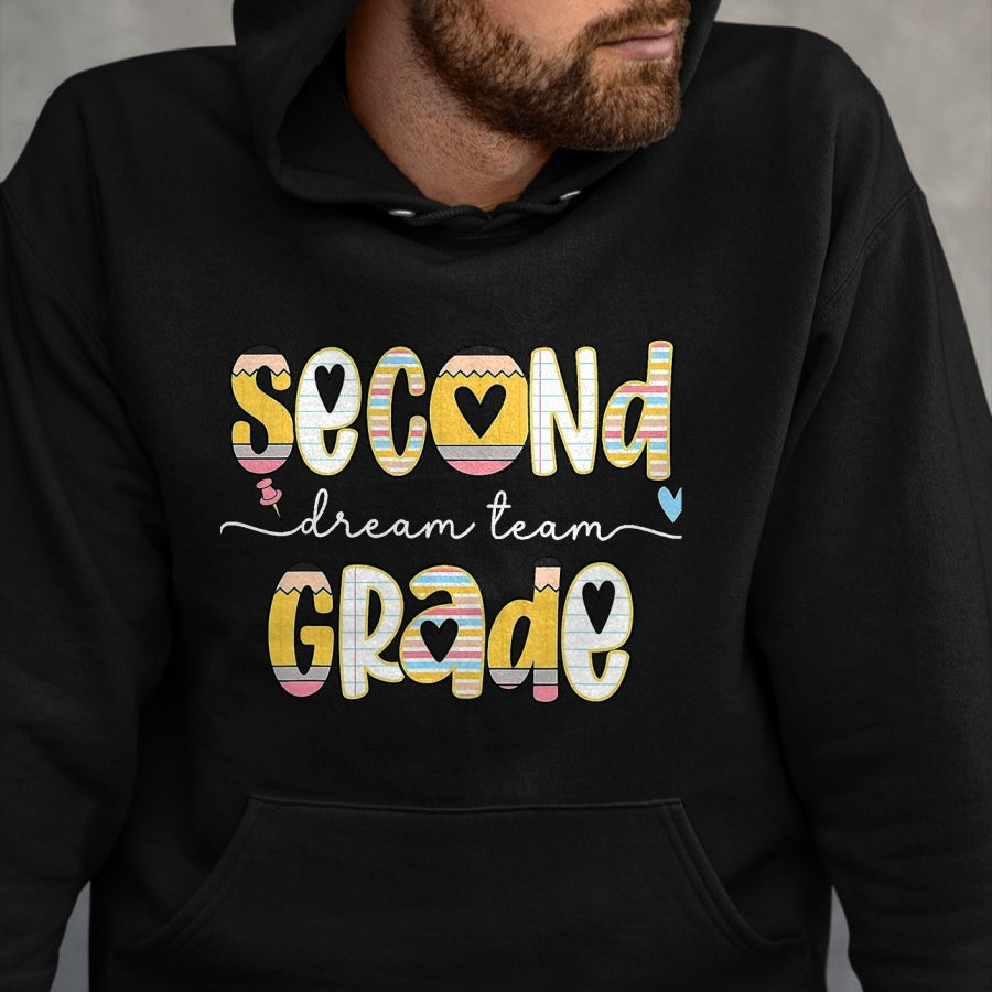 Best Teacher Shirt, Funny Teacher UnisexT-Shirt/Hoodie/Sweatshirt HLT00 - Second Grade Dream Team Back to School 2nd Grade Teacher T-Shirt, Men, Black, 3X-Large