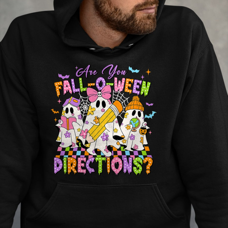 Best Teacher Shirt, Funny Teacher UnisexT-Shirt/Hoodie/Sweatshirt HLT00 - Halloween Floral Ghost Teacher are You Falloween Directions T-Shirt