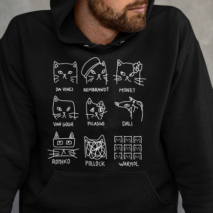 Best Teacher Shirt, Funny Teacher UnisexT-Shirt/Hoodie/Sweatshirt HLT00 - Artistic Cats Funny Cat Minimalist Illustration Art Teacher T-Shirt