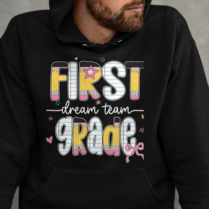 Best Teacher Shirt, Funny Teacher UnisexT-Shirt/Hoodie/Sweatshirt HLT00 - 1st Grade Dream Team Back to School Teacher Student Kids T-Shirt, Men, Black, 3X-Large