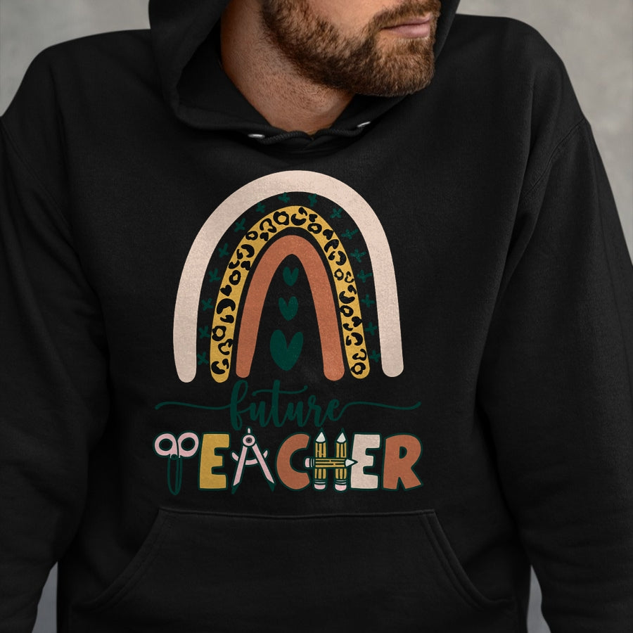 Best Teacher Shirt, Funny Teacher UnisexT-Shirt/Hoodie/Sweatshirt HLT00 - Future Teacher Boho Rainbow Leopard New Grad Student T-Shirt
