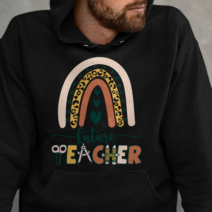 Best Teacher Shirt, Funny Teacher UnisexT-Shirt/Hoodie/Sweatshirt HLT00 - Future Teacher Boho Rainbow Leopard New Grad Student T-Shirt