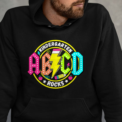 Best Teacher Shirt, Funny Teacher UnisexT-Shirt/Hoodie/Sweatshirt HLT00 - Kindergarten Rocks ABCD Back to School Funny Rock Teacher T-Shirt