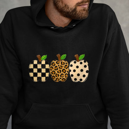 Best Teacher Shirt, Funny Teacher UnisexT-Shirt/Hoodie/Sweatshirt HLT00 - Pattern Apple Trio Leopard Print Checkered Polka Dot Teacher T-Shirt