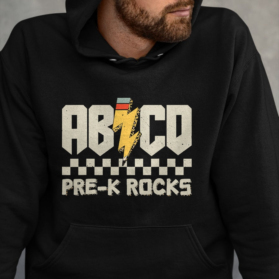 Best Teacher Shirt, Funny Teacher UnisexT-Shirt/Hoodie/Sweatshirt HLT00 - ABCD Pre-K Rocks Pencil Pre-K Teachers Rock for Boys and Children T-Shirt