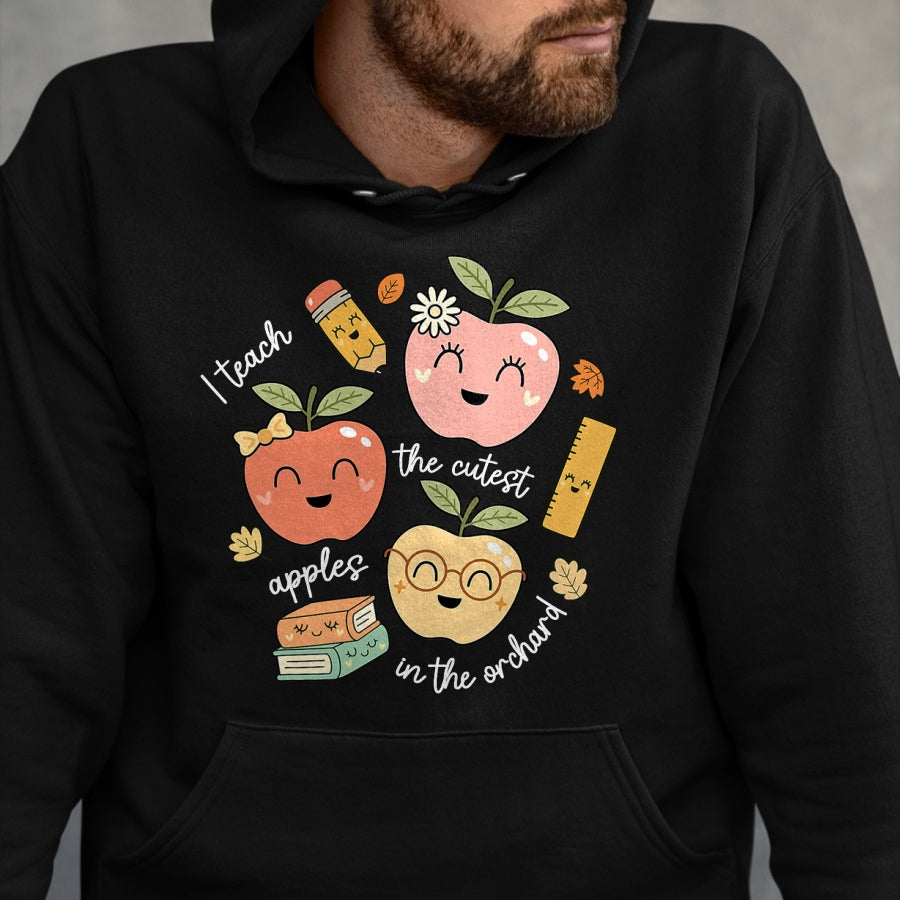 Best Teacher Shirt, Funny Teacher UnisexT-Shirt/Hoodie/Sweatshirt HLT00 - I Teach The Cutest Apples in The Orchard Cute Fall Teacher T-Shirt