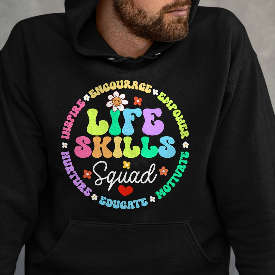 Best Teacher Shirt, Funny Teacher UnisexT-Shirt/Hoodie/Sweatshirt HLT00 - Groovy Life Skills Squad Teacher Special Ed SPED Team Crew T-Shirt