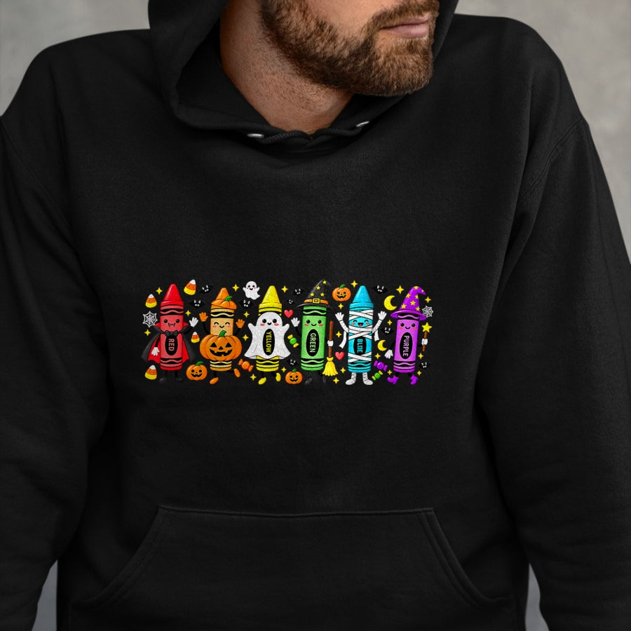 Best Teacher Shirt, Funny Teacher UnisexT-Shirt/Hoodie/Sweatshirt HLT00 - Halloween Crayons Teacher Spooky Teacher T-Shirt