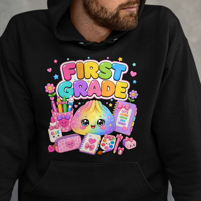 Best Teacher Shirt, Funny Teacher UnisexT-Shirt/Hoodie/Sweatshirt HLT00 - Cute Dumpling 1st First Grade Back to School Girl Teacher T-Shirt