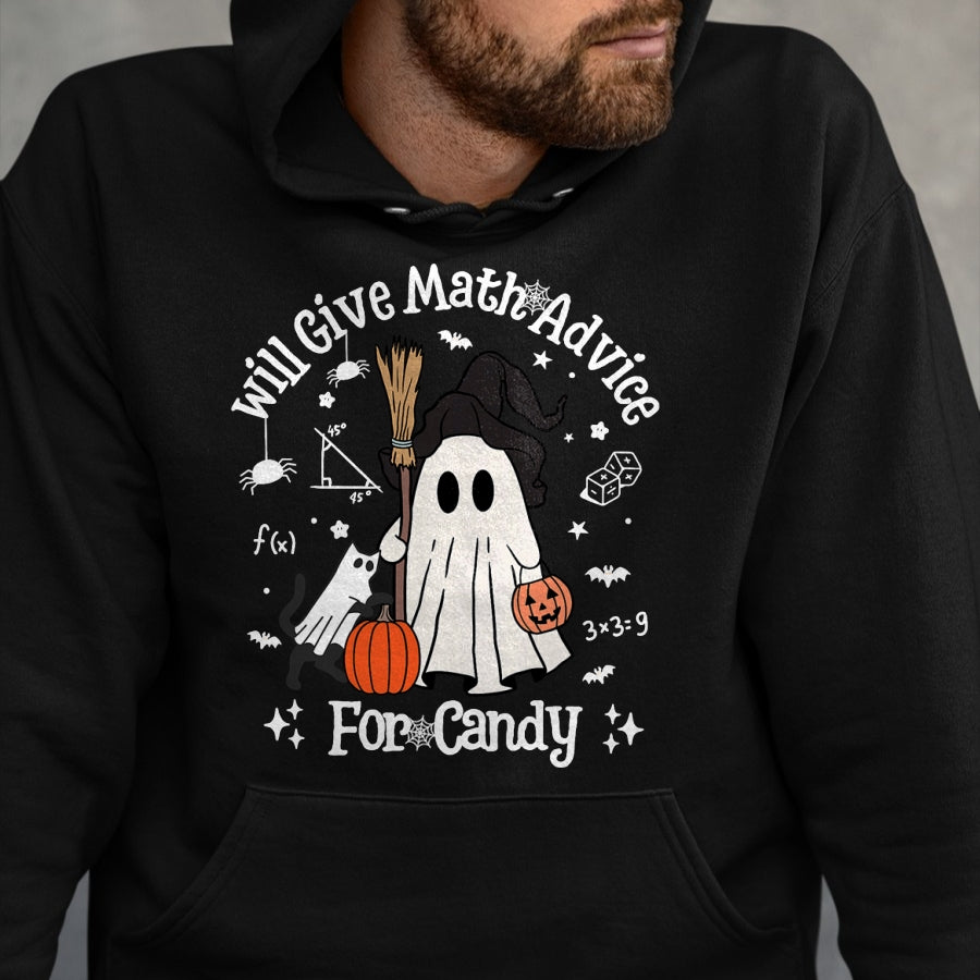 Best Teacher Shirt, Funny Teacher UnisexT-Shirt/Hoodie/Sweatshirt HLT00 - Funny Math Teacher Halloween Ghost Math Lover Teachers Woman T-Shirt