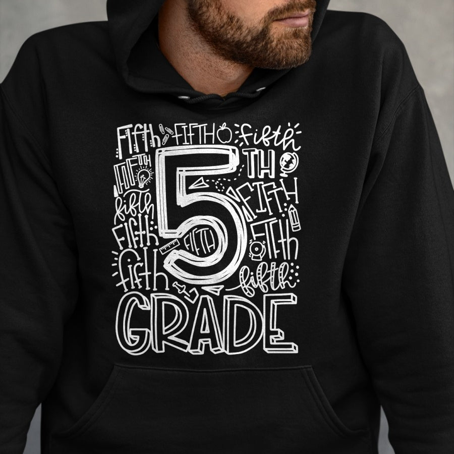 Best Teacher Shirt, Funny Teacher UnisexT-Shirt/Hoodie/Sweatshirt HLT00 - 5th Grade Teacher Shirts Typography Team Fifth Grade Back to School Tees T Shirts
