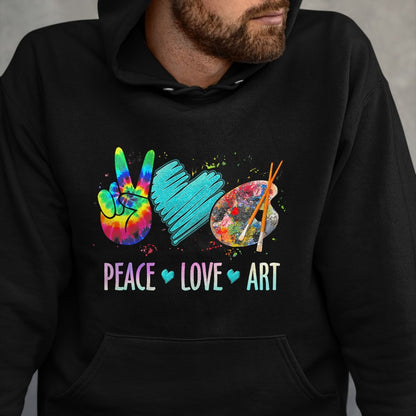 Best Teacher Shirt, Funny Teacher UnisexT-Shirt/Hoodie/Sweatshirt HLT00 - Peace Love Art Painting Palette Art Teacher T-Shirt