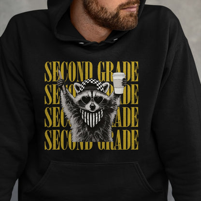 Best Teacher Shirt, Funny Teacher UnisexT-Shirt/Hoodie/Sweatshirt HLT00 - Funny Second Grade Teacher Feral Raccoon Back to School T-Shirt