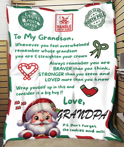 BLANKET FOR GRANDSON – COMFORT & WARMTH GIFT FROM GRANDPA  Sherpa Fleece Quilt Blanket NTTD00 (SKUB10-182)