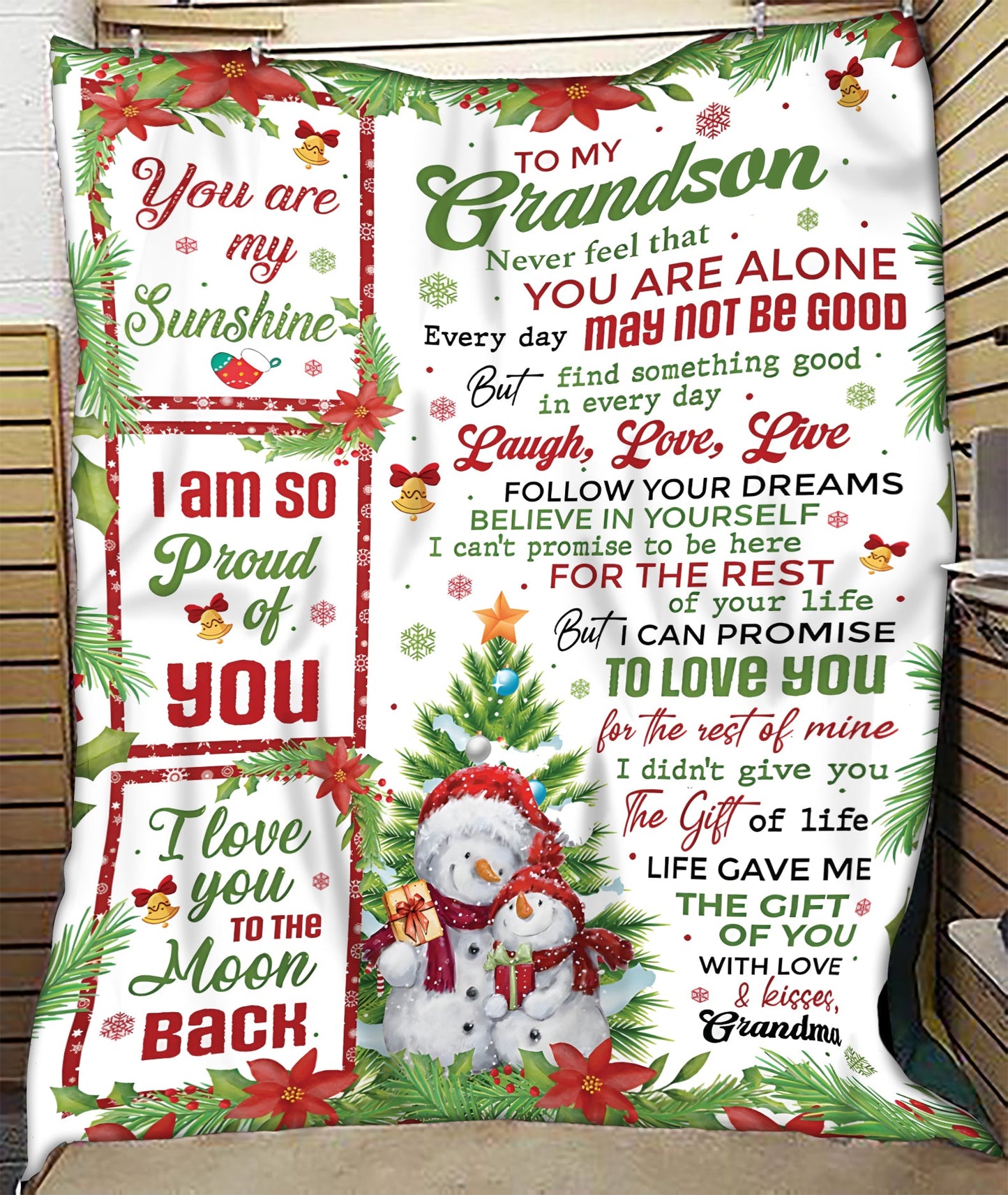 BLANKET FOR GRANDSON – COMFORT & WARMTH CHRISTMAS GIFT FROM GRANDMA  Sherpa Fleece Quilt Blanket NTTD00 (SKUB10-183)