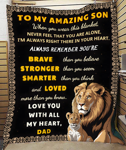 Special Gift For Your Son Blanket "Love You With All My Heart"- From Dad (SKUB12-159)