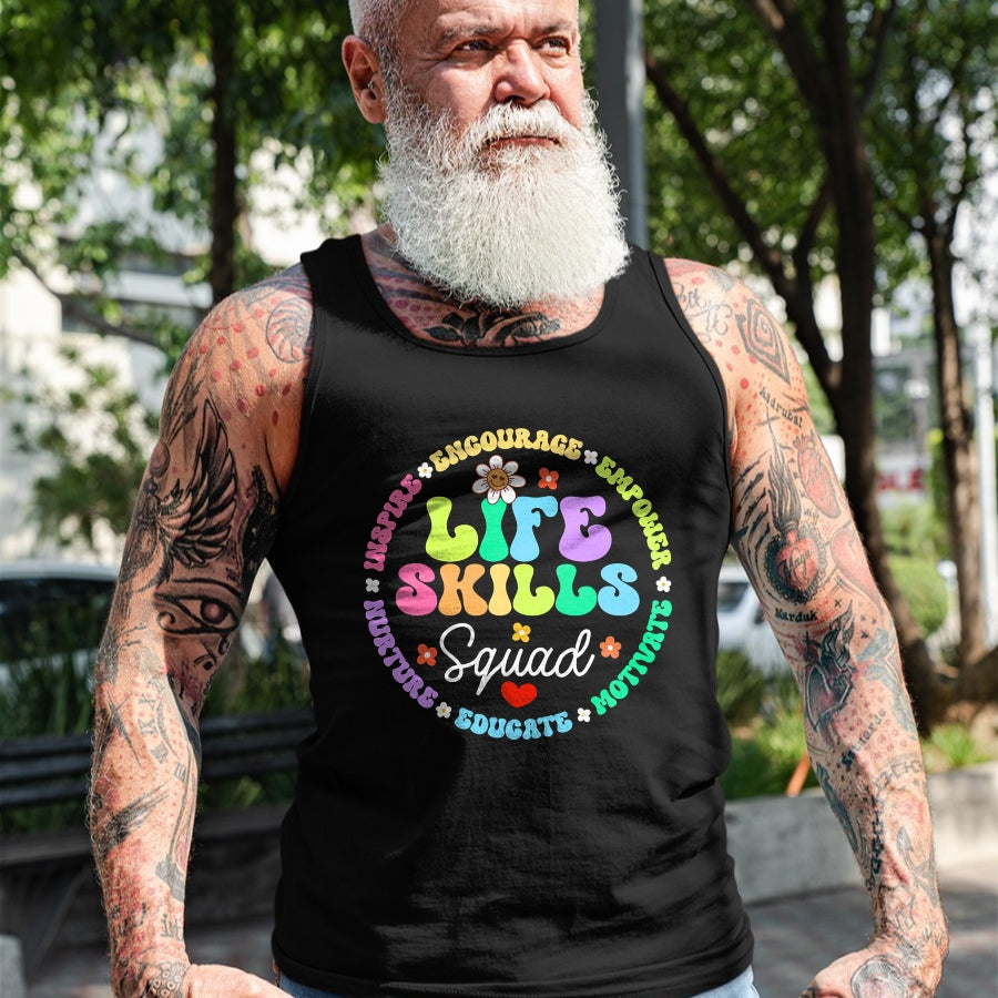 Best Teacher Shirt, Funny Teacher UnisexT-Shirt/Hoodie/Sweatshirt HLT00 - Groovy Life Skills Squad Teacher Special Ed SPED Team Crew T-Shirt