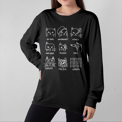 Best Teacher Shirt, Funny Teacher UnisexT-Shirt/Hoodie/Sweatshirt HLT00 - Artistic Cats Funny Cat Minimalist Illustration Art Teacher T-Shirt