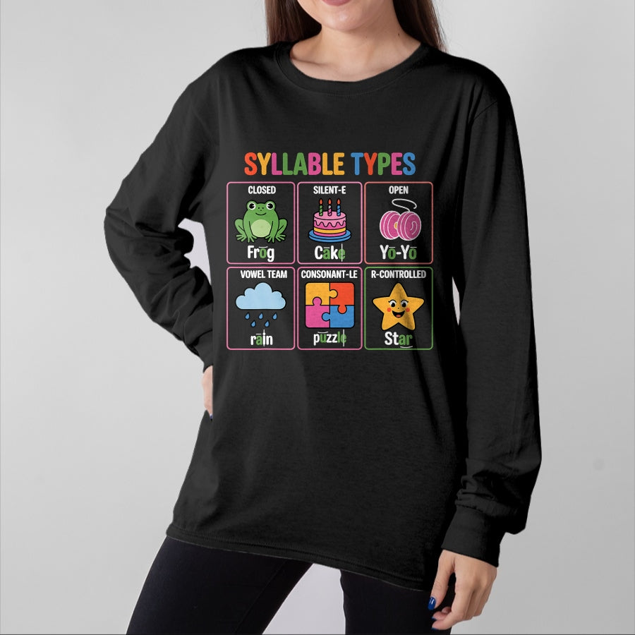 Best Teacher Shirt, Funny Teacher UnisexT-Shirt/Hoodie/Sweatshirt HLT00 - Literacy Teacher Reading Week for Teachers Syllable Types T-Shirt