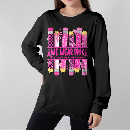 Best Teacher Shirt, Funny Teacher UnisexT-Shirt/Hoodie/Sweatshirt HLT00 - in October We Wear Pink Breast Cancer Awareness Teacher Kids T-Shirt