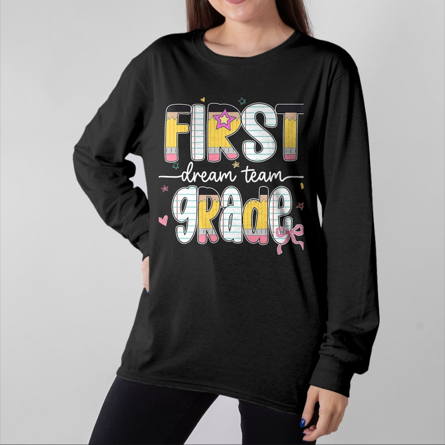 Best Teacher Shirt, Funny Teacher UnisexT-Shirt/Hoodie/Sweatshirt HLT00 - 1st Grade Dream Team Back to School Teacher Student Kids T-Shirt, Men, Black, 3X-Large