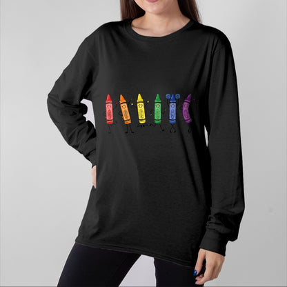 Best Teacher Shirt, Funny Teacher UnisexT-Shirt/Hoodie/Sweatshirt HLT00 - Cute Rainbow Crayons Preschool Teacher Back to School T-Shirt