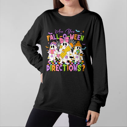 Best Teacher Shirt, Funny Teacher UnisexT-Shirt/Hoodie/Sweatshirt HLT00 - Halloween Floral Ghost Teacher are You Falloween Directions T-Shirt