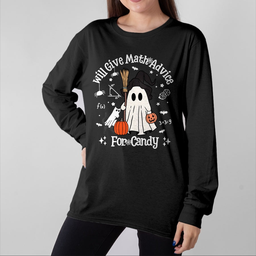 Best Teacher Shirt, Funny Teacher UnisexT-Shirt/Hoodie/Sweatshirt HLT00 - Funny Math Teacher Halloween Ghost Math Lover Teachers Woman T-Shirt