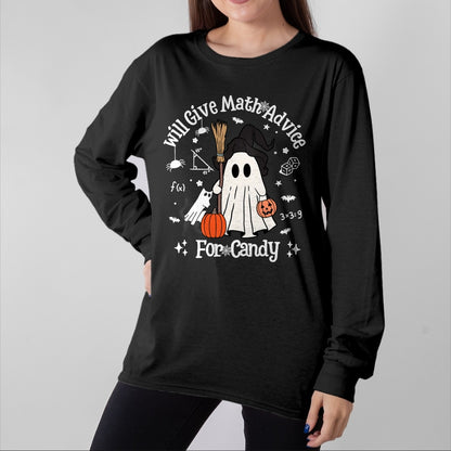 Best Teacher Shirt, Funny Teacher UnisexT-Shirt/Hoodie/Sweatshirt HLT00 - Funny Math Teacher Halloween Ghost Math Lover Teachers Woman T-Shirt