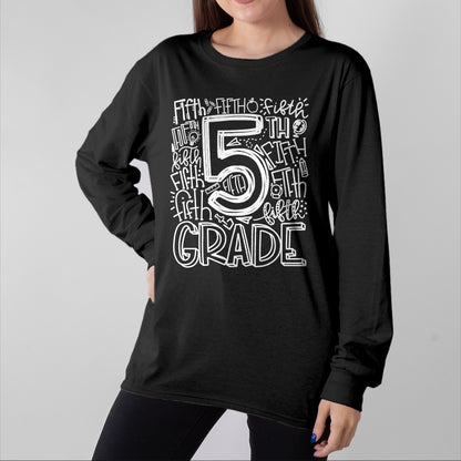 Best Teacher Shirt, Funny Teacher UnisexT-Shirt/Hoodie/Sweatshirt HLT00 - 5th Grade Teacher Shirts Typography Team Fifth Grade Back to School Tees T Shirts