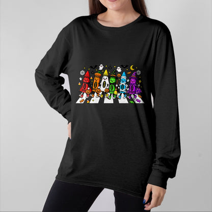 Best Teacher Shirt, Funny Teacher UnisexT-Shirt/Hoodie/Sweatshirt HLT00 - Cute Halloween Crayons Teacher Spooky Teacher Tee T-Shirt