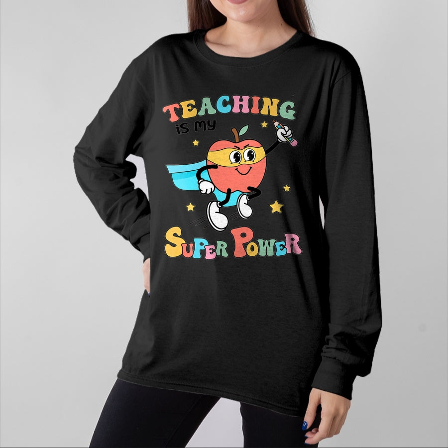 Best Teacher Shirt, Funny Teacher UnisexT-Shirt/Hoodie/Sweatshirt HLT00 - Retro Teaching is My Superpower Apple Teacher Appreciation T-Shirt