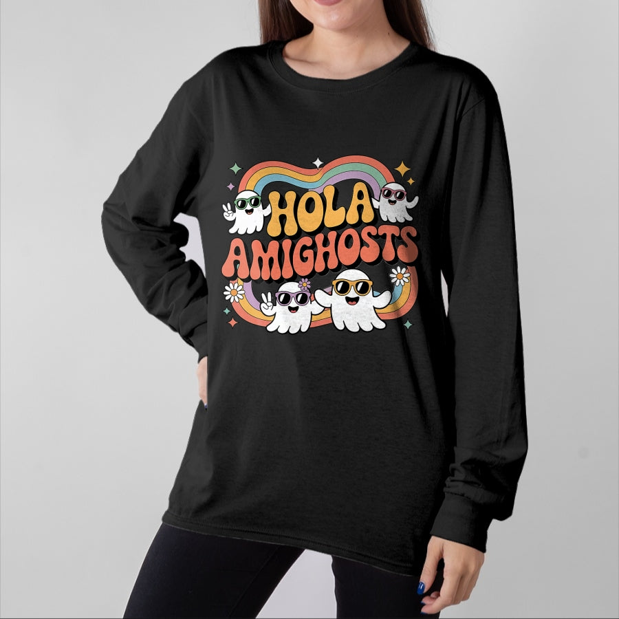 Best Teacher Shirt, Funny Teacher UnisexT-Shirt/Hoodie/Sweatshirt HLT00 - Hola Amighosts Ghost Funny Halloween Costume Spanish Groovy T-Shirt