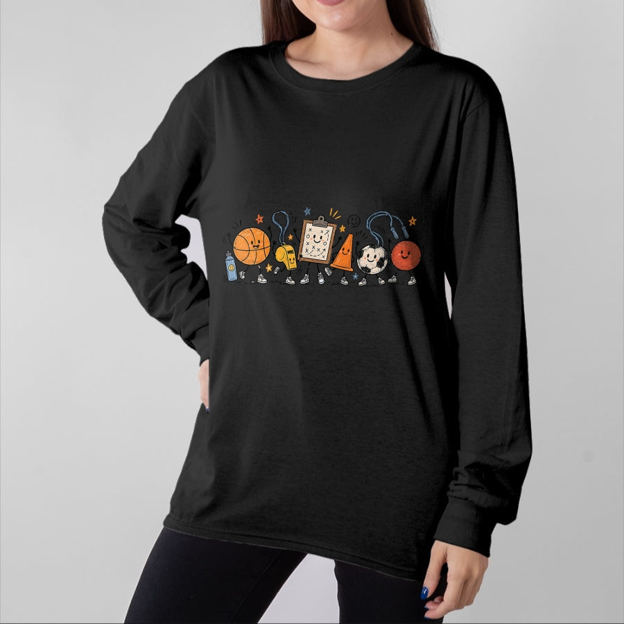 Best Teacher Shirt, Funny Teacher UnisexT-Shirt/Hoodie/Sweatshirt HLT00 - PE Teacher Doodle Physical Education Basketball Back to T-Shirt