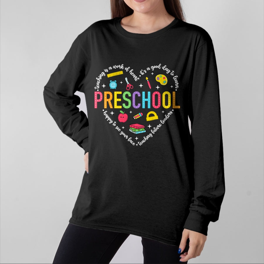 Best Teacher Shirt, Funny Teacher UnisexT-Shirt/Hoodie/Sweatshirt HLT00 - Preschool Teacher Pre-K Heart First Day of Preschool Kids T-Shirt