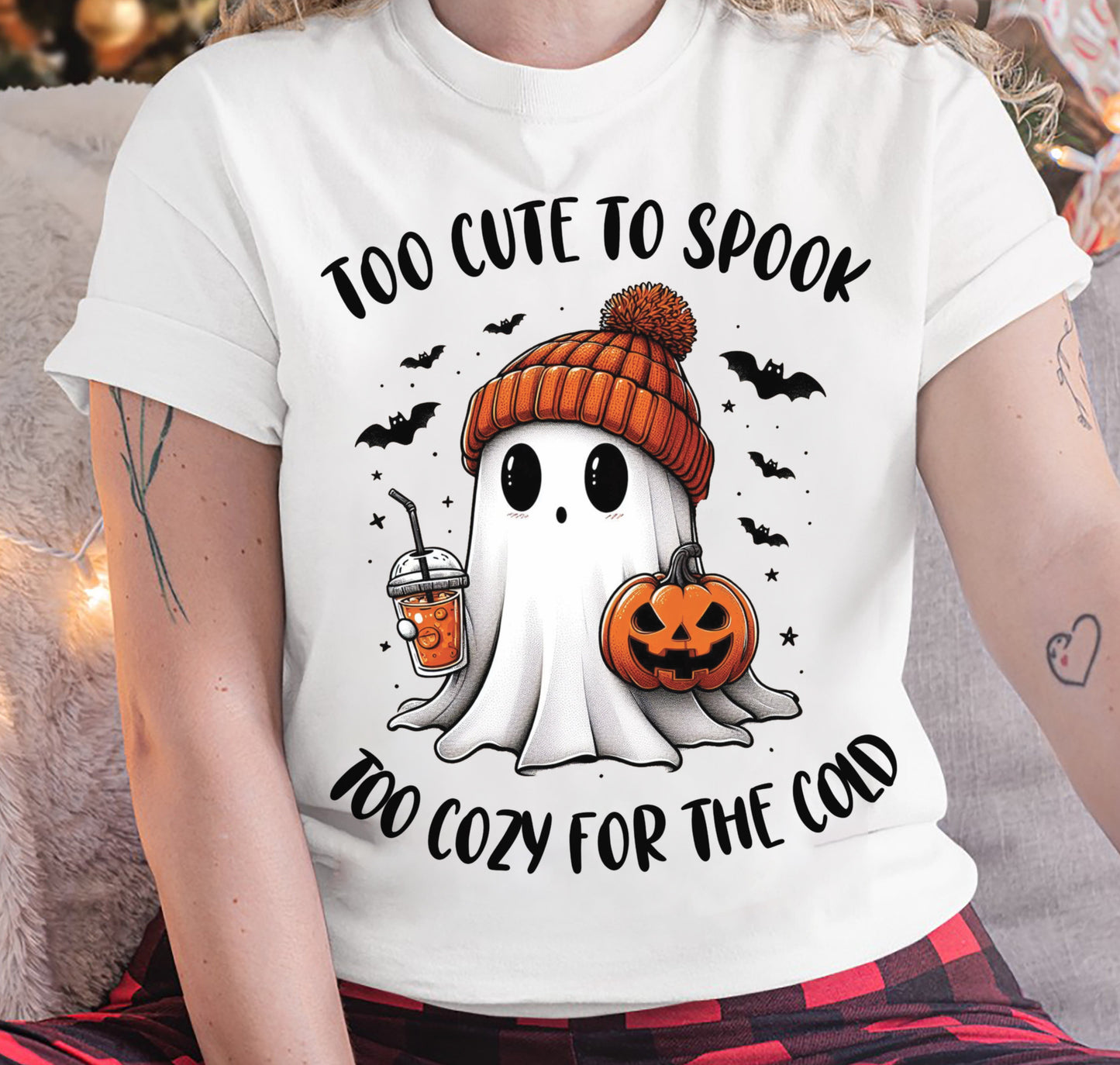 Too Cute To Spook Too Cozy For The Cold - T Shirt For Woman - DONN (SKU09-50)