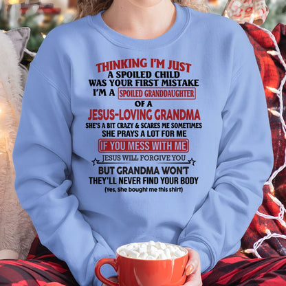 Christian Girl Shirt – Spoiled by Grandma – From Grandma to Granddaughter EBIL00 (SKU07-181-00)