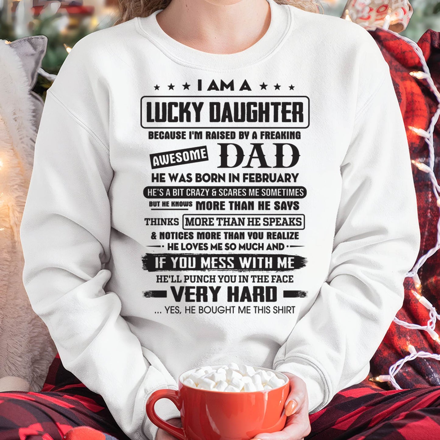 February - Lucky Daughter of Awesome Dad - Perfect Gift For Daughter From Dad - EBIL02 (SKU08-47-02)