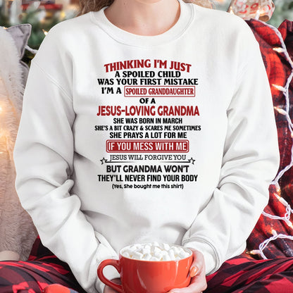 Christian Girl Shirt – Spoiled by Grandma March Edition – From Grandma to Granddaughter EBIL03 (SKU07-181-03)