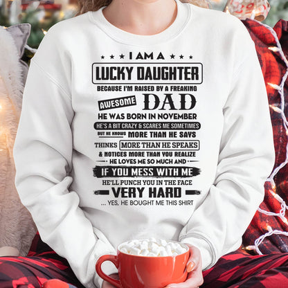 November - Lucky Daughter of Awesome Dad - Perfect Gift For Daughter From Dad - EBIL11 (SKU08-47-11)