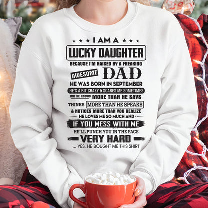 September - Lucky Daughter of Awesome Dad - Perfect Gift For Daughter From Dad - EBIL09 (SKU08-47-09)