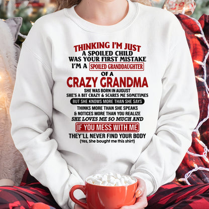 AUGUST - I'M A SPOILED GRANDDAUGHTER OF A CRAZY GRANDMA - From Grandma - NTTD08 (SKU-GMD1-NTT08)