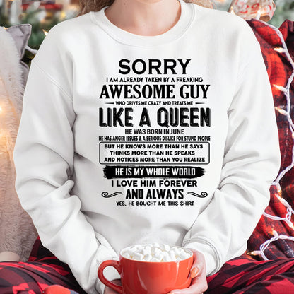 June - Sorry I am already taken by a freaking awesome guy - Gift for Wife From Husband - EBIL06 (SKU-SRG-06)