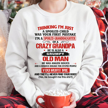 Spoiled Granddaughter of a Crazy Grandpa Shirt – Birthday Gift from Grandpa / Man - EBIL00 (SKU12-200-00)